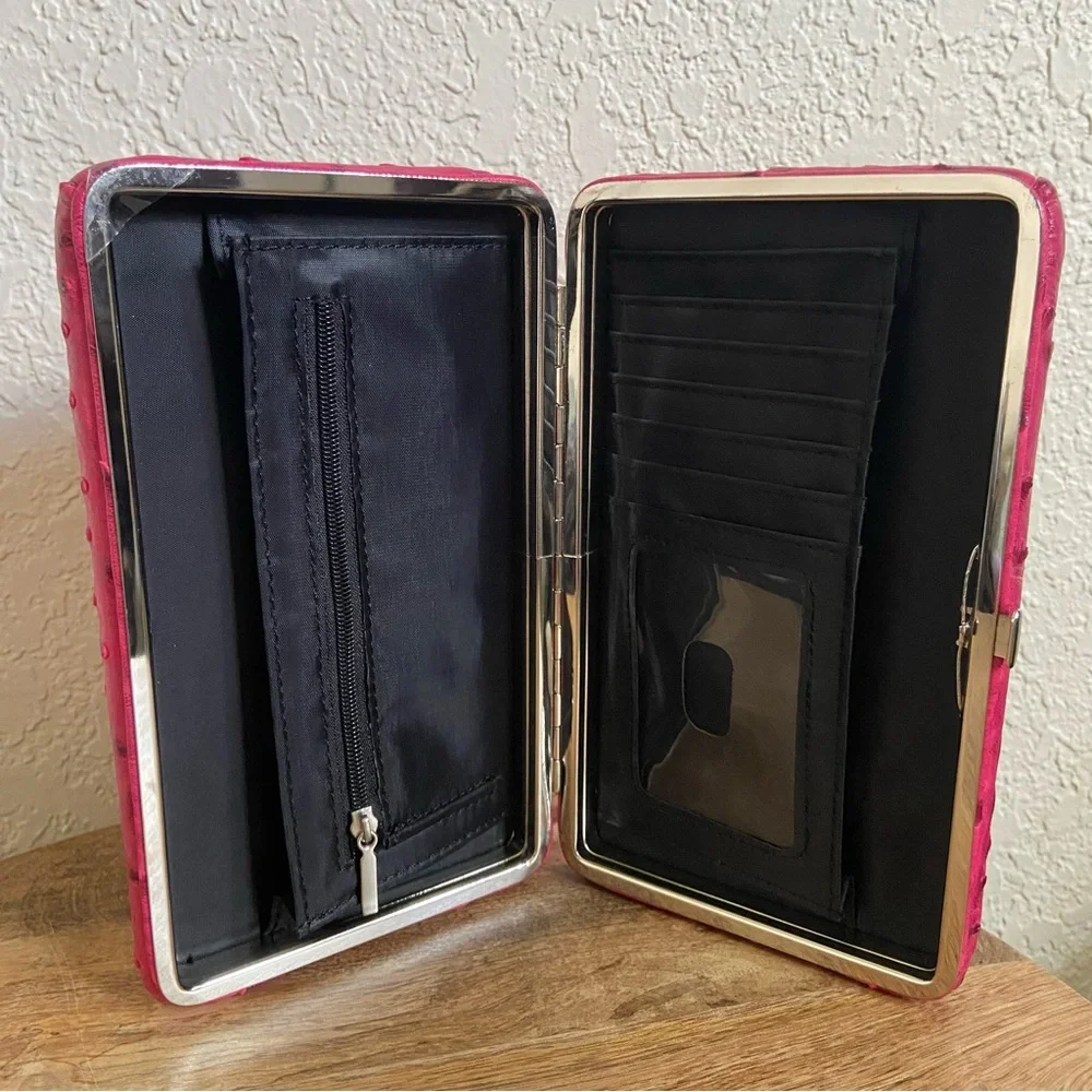 Faux Leather Hot Pink Large Clamshell Wallet - Picture 6 of 7